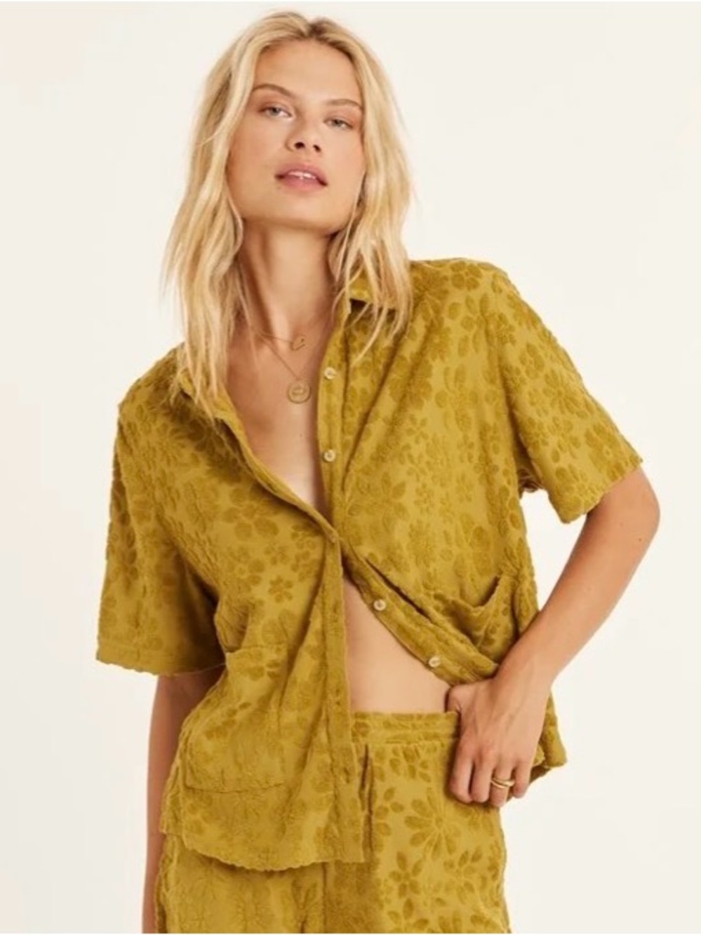 Sisstrevolution Terry Towel Button Down Top